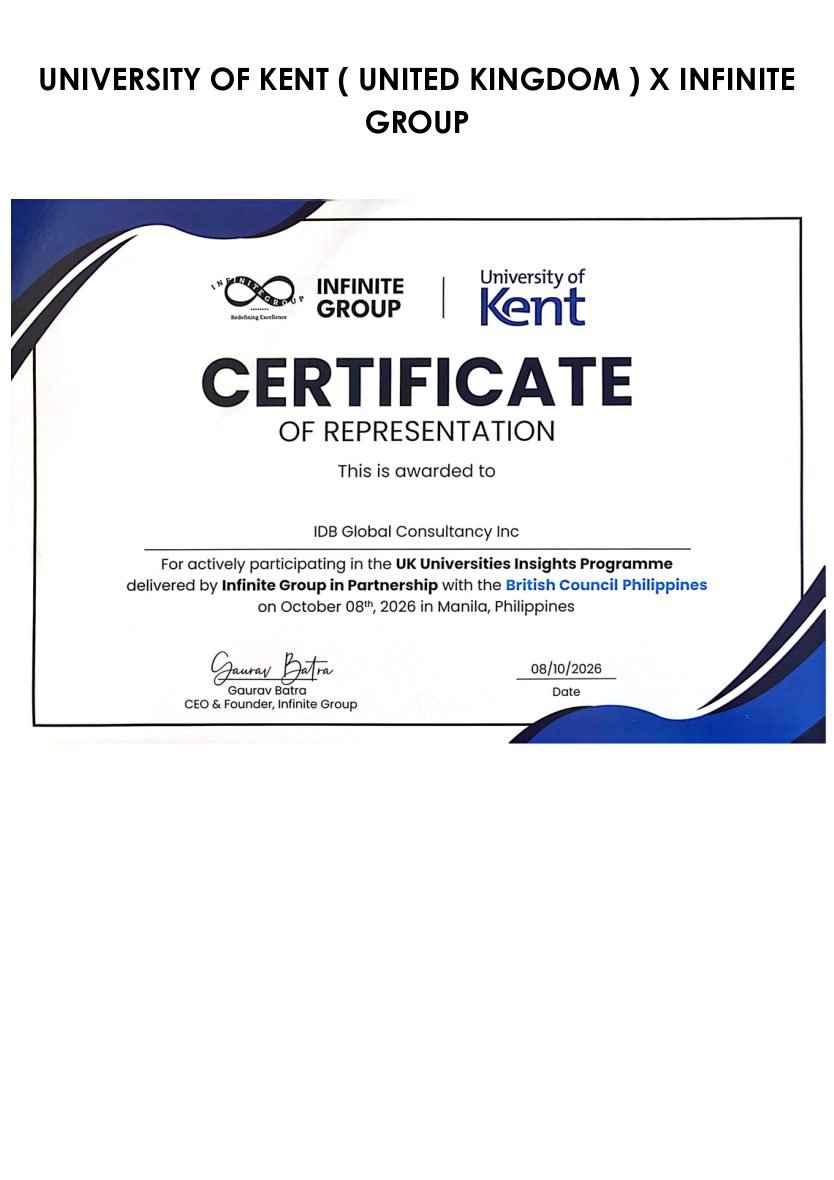 Certificate supplied for University of Kent · Infinite Group